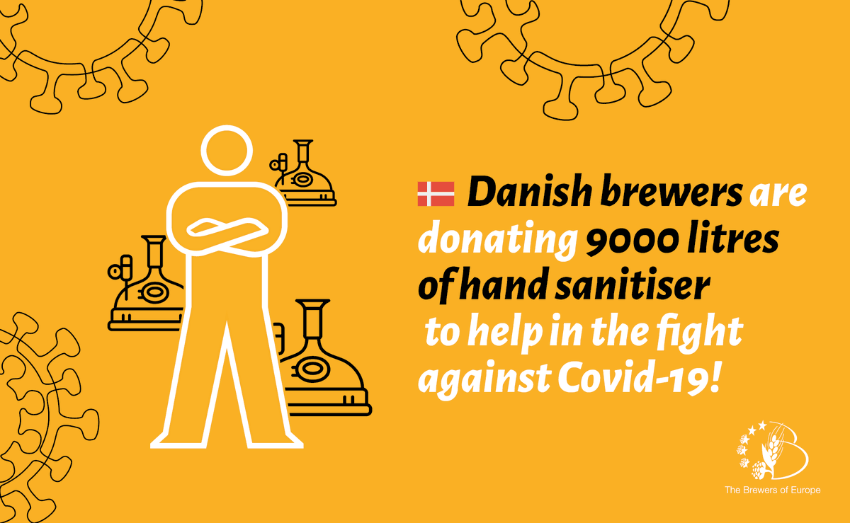 brewersofeurope's tweet photo. Danish brewers are showing their commitment in the fight against #covid19 by donating 9000 litres of hand sanitiser.  Great initiative 👏👏👏 

#foodheroes #standtogether

https://t.co/z5kHJWeLAQ

@Nielsbryg https://t.co/H6v1rxBjpK