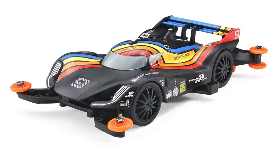 mini4wd's tweet image. 【新製品】『#ロボレース デボット2.0 (MAシャーシ) 』★ボディ：ABS(ブラック) ★シャーシ：ABS(ブラック)、Aパーツ：低摩擦樹脂(蛍光オレンジ) ★タイヤ：小径ローハイト(ブラック) ★ホイール：フィンスポーク(ブラック) ★ギヤ比：3.5:1 ow.ly/kWdZ50zqmDQ #Roborace #ミニ四駆 #mini4wd