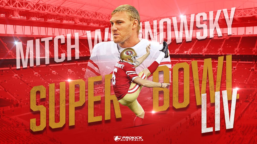 droydesign_'s tweet photo. Throwback to a better time when you could watch live sports in a stadium! @ProkickAus punter Mitch Wishnowsky made it to the #SuperBowl with the #49ers but fell just short of the ultimate prize. 
#droydesign #graphicdesign https://t.co/xYOpJ1xC0w