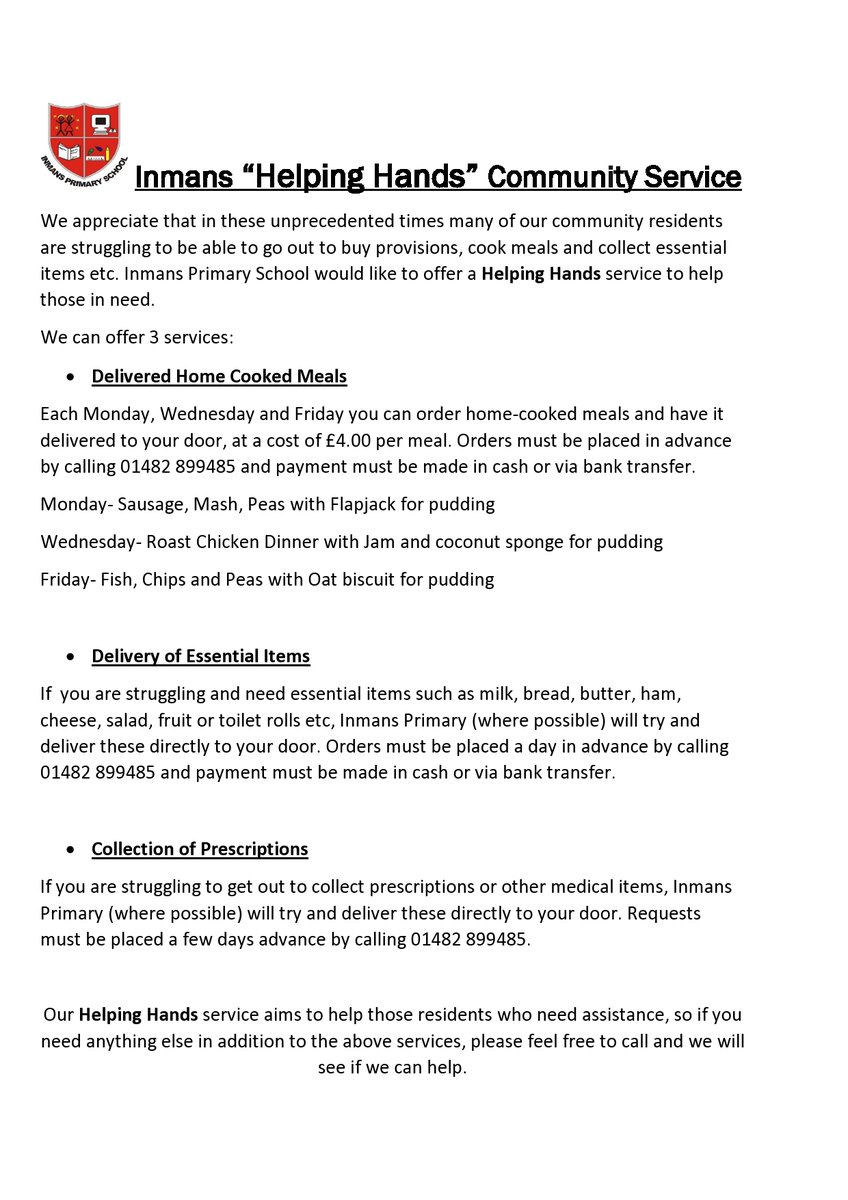 inmansprimarysc's tweet photo. Please read the information below regarding Inmans "Helping Hands" Community Service that we are offering. #InmansHelpingHands #TeamInmans https://t.co/js9gCInwhU