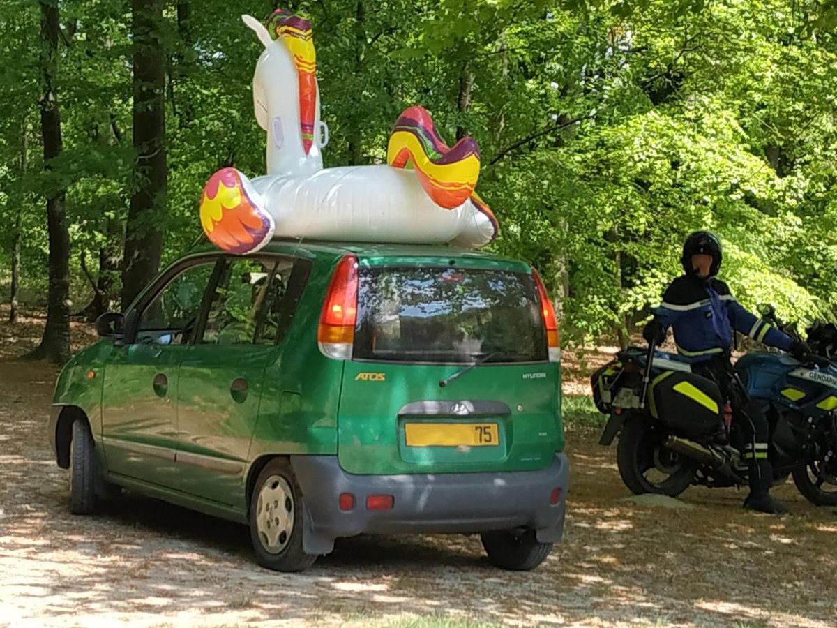 le_Parisien's tweet photo. #ConfinementJour43 Des Parisiens ont été interpellés dans l’Oise en pleine baignade avec une bouée licorne. Verbalisés, ils ont ensuite été sommés de rentrer chez eux https://t.co/KseWiLFBk3 https://t.co/cSEBxa81yj