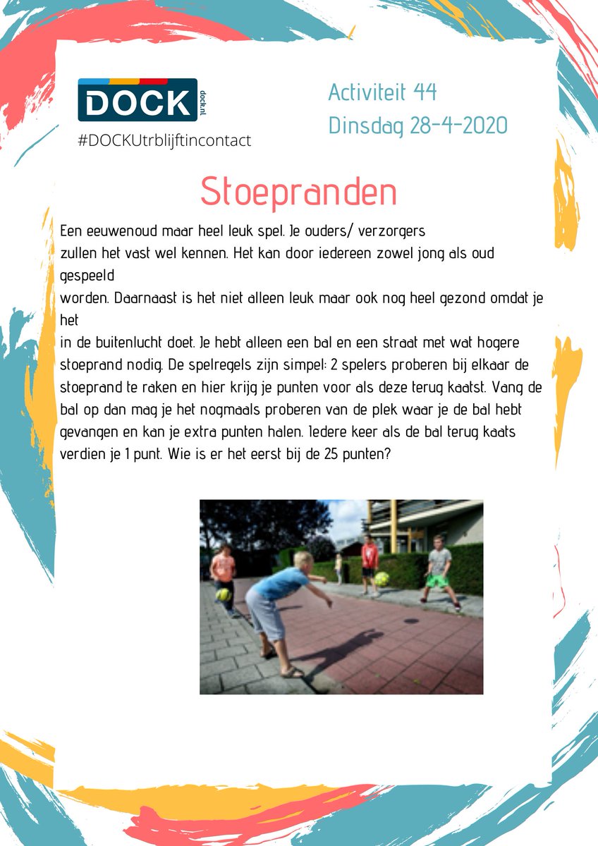 Ouderwets stoepranden! Ondanks het beetje regen toch even frisse neus halen en tegelijkertijd bewegen, doe je mee?!