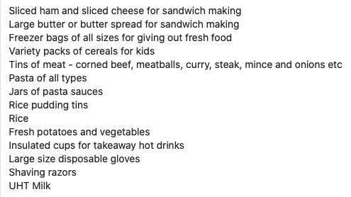 StNBristol's tweet photo. WE ARE OPEN as a Foodbank drop-off point on Wednesdays from 8.30am-12pm. Can you help us by donating food? 
---
Shopping list is posted on Mondays at https://t.co/deSzTSmNPO 
---
Please RT to spread the word.
This week's list 👇 https://t.co/p9HHoiU3EA
