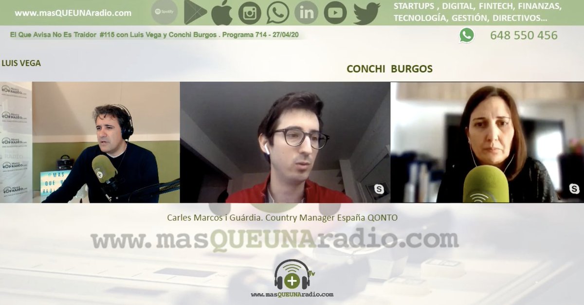 📻Ya en <a href="/MasQUEunaradio/">MasQUEUNAradio 🎙</a> Carles Marcos explicando el neobanco Qonto.
En directo también desde Youtube 📺▶️youtube.com/watch?v=ZGYnoi…