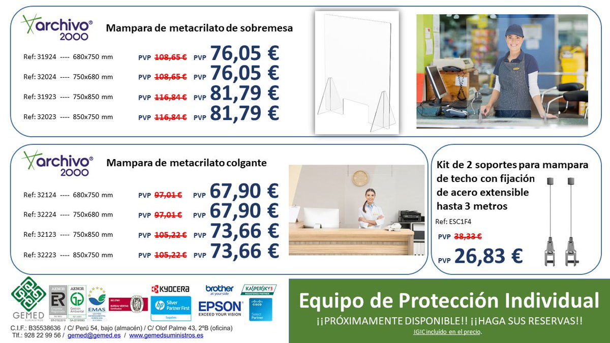 FERTASupplies's tweet photo. Seguimos trabajando para la #seguridadysaludeneltrabajo por lo que #GemedSuministros ofrece estas protecciones para poder trabajar sin preocupaciones. ¡PRÓXIMAMENTE DISPONIBLE!! ¡¡HAGA SUS RESERVAS!!

#COVID19 #FelizMartes #ParemosLaPandemia https://t.co/ZVaOD3GzoR