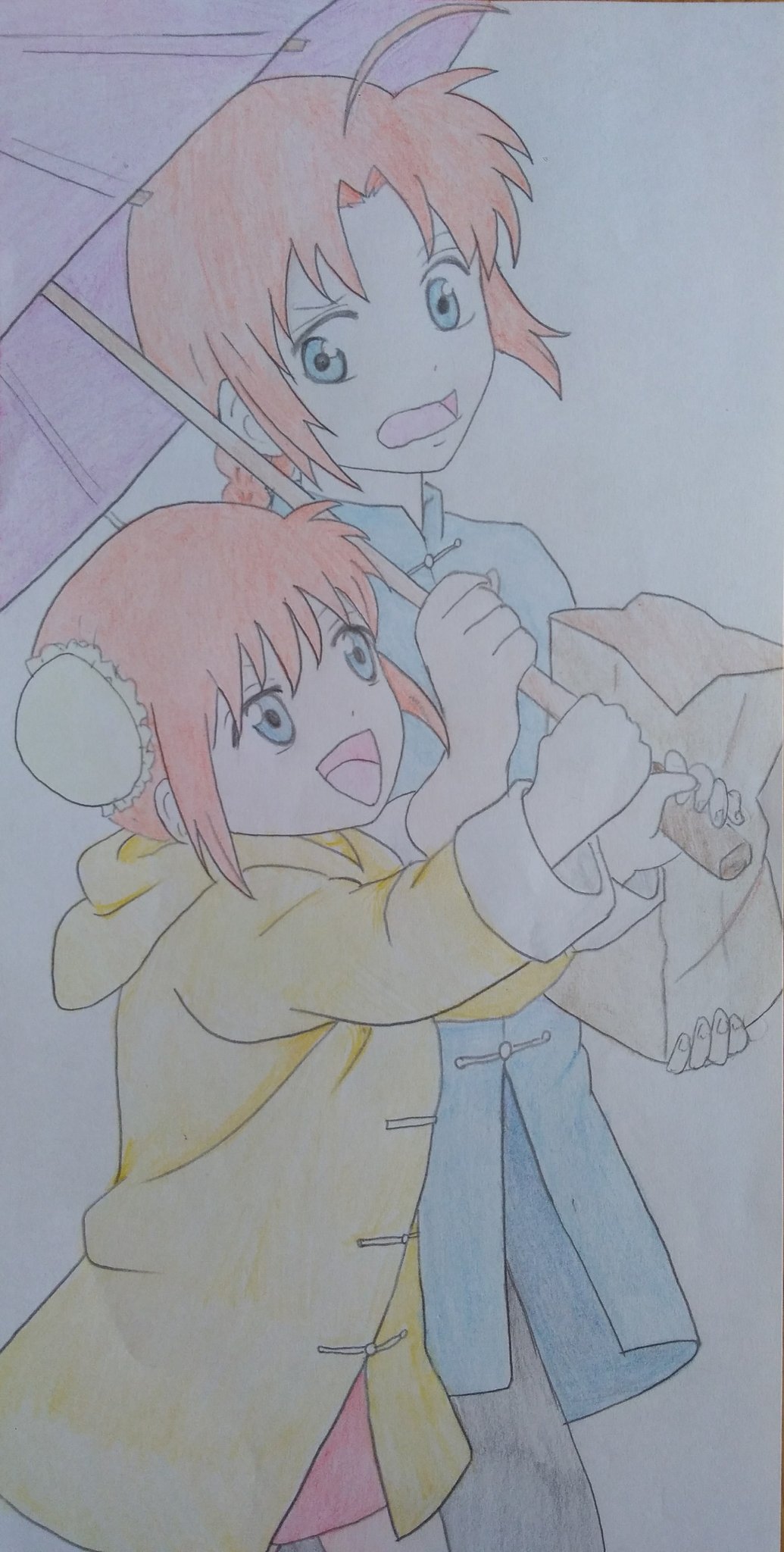 瑠璃 銀魂 神威 神楽 兄神 アナログイラスト 模写 色鉛筆 T Co Ingopwpebv Twitter