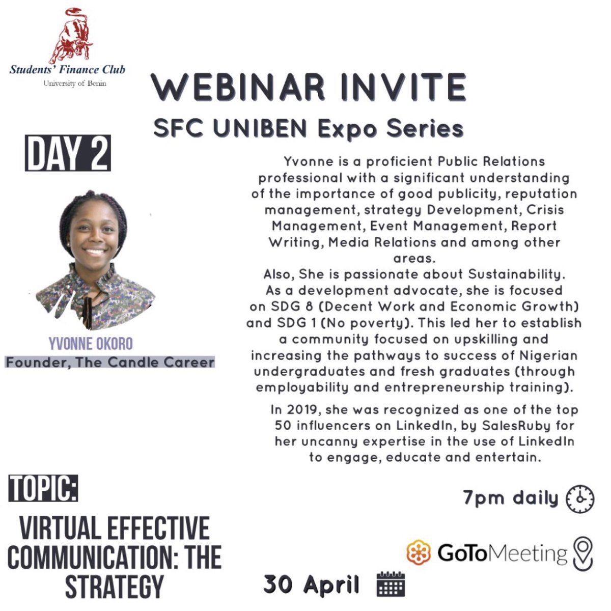 VerityTimes's tweet photo. A great opportunity to educate undergraduates and fresh graduates on strategies to communicate effectively. You don’t want to miss it!
#thecandlecareer #deargraduate #career https://t.co/qxLzbE8af9