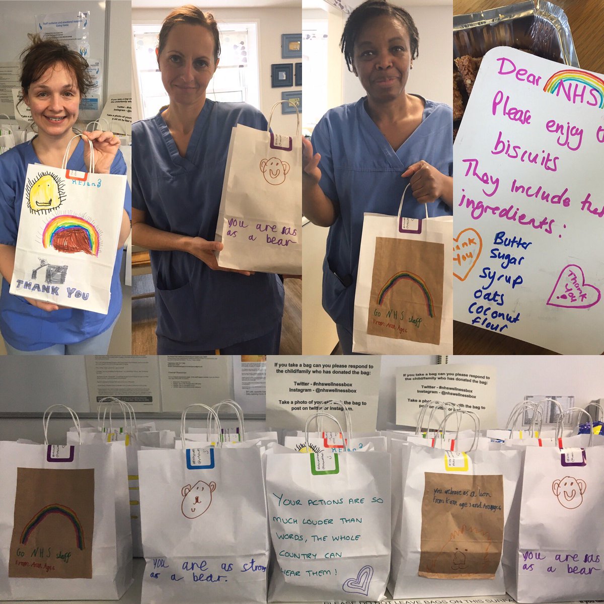 @nhswellnessbox #nhswellbeing 
THANK YOU for this lovely gifts ❗️
Special BIG 🔅THANK YOU 🔅to the children who made our welness bags very SPECIAL with their #extraordinary drawings ❗️You Are Fantastic❗️
Thank you from Trish, Lucia and Mfon 
From ITU in Barnet Hospital