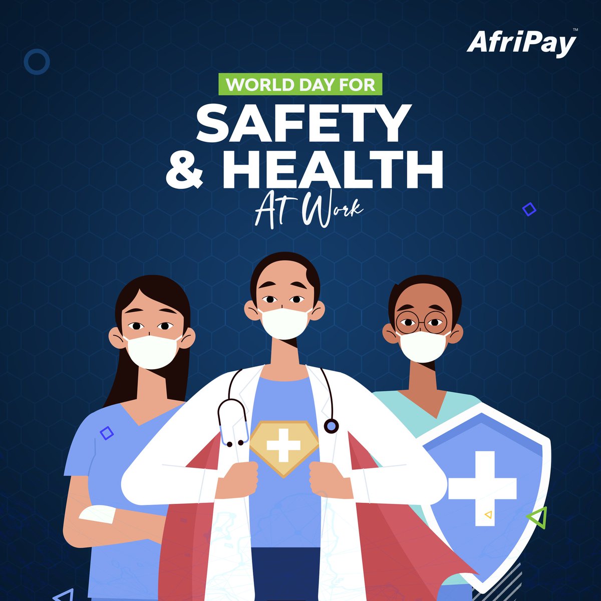 Afripay_Uk's tweet photo. World Day for Safety and Health at Work/World Superhero day. A special appreciation for all who MUST be out so that we can stay in and be healthy.

Our Heroes/Our health workers
Words are not enough
Afripay thanks you.

Visit Afripay today at  https://t.co/n6YY6X8wEg https://t.co/ErNvUauNcE