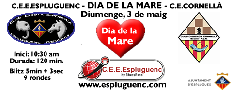 Activitats esportives Pont 1 de Maig
♟️Escacs per a tothom
📗 Informació espluguenc.com
🖊️Inscripcions gratuïtes: forms.gle/cdydsYZN9dPVTA… <a href="/ajesplugues/">Ajuntament d'Esplugues de Llobregat</a> <a href="/espluguesenjoc/">@EspluguesEnJocRadio</a> <a href="/espluguesesport/">Esplugues Esport</a> <a href="/chessbase_es/">ChessBase en español</a> <a href="/etvllobregat/">GRUP ETV TERRAMAR</a> <a href="/AjedrezCornella/">Club D'Escacs Cornellà</a> <a href="/EscacsSjd/">Club Escacs SJD</a> #Esplugues #Espluescacs