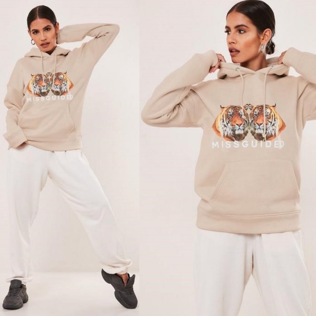 missguided beige hoodie