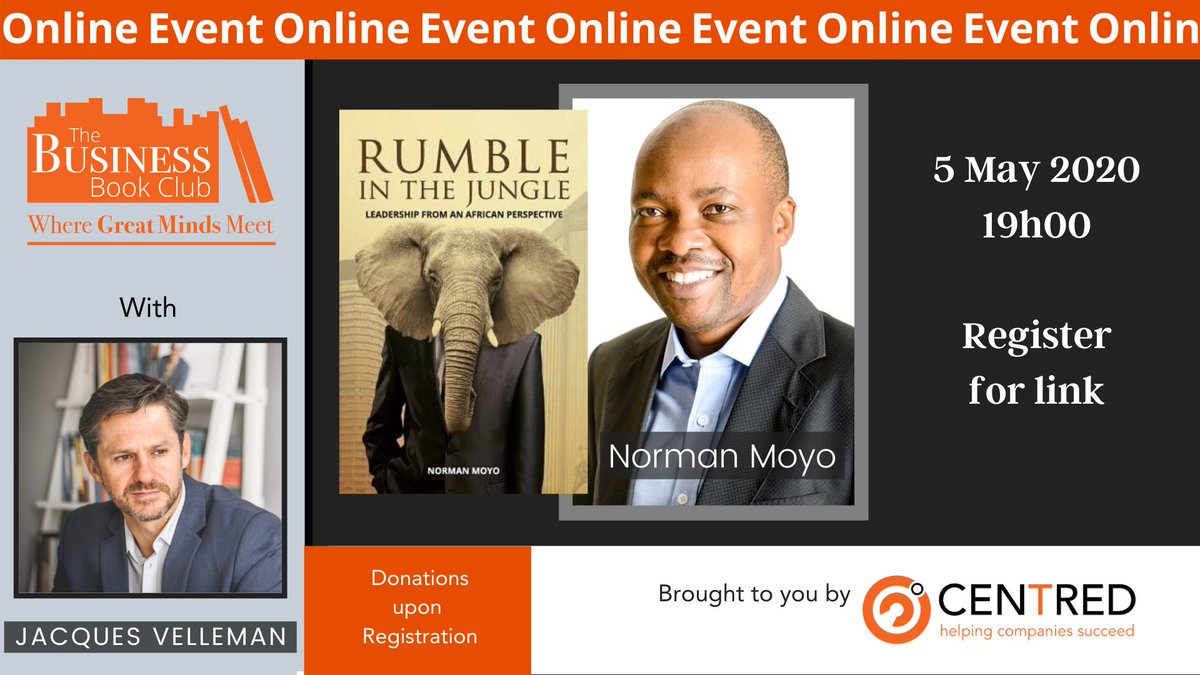 tbbcsa's tweet photo. We are extremely excited to announce, that we will be hosting our next event Online on the 5th of May!!!

For more in info and to book, follow this link: https://t.co/FHMLHhMFjy

#corporate #events #business #Entreprenuer #@norman_moyo #rumbleinthejungle https://t.co/Dkl73jqG0Z