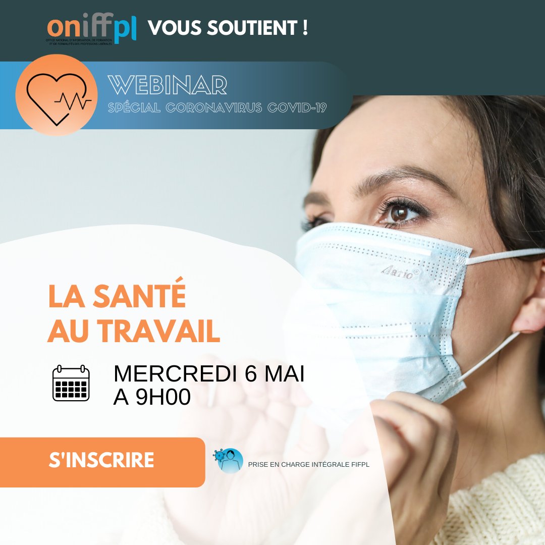Oniffpl's tweet photo. Professionnels libéraux nous ne vous avons pas oublié ! Pour répondre à cette crise sans précédent rdv mercredi 6 mai pour notre formation sur mesure « La #santé au travail »
DERNIERES PLACES ➡ https://t.co/uBPkfqAJBF

#COVID19 #soutienauxPL #confinésmaisinformé #webinar https://t.co/Xhhc0ylYjX