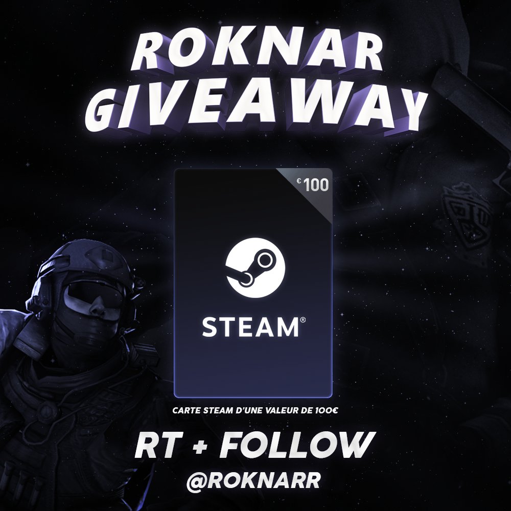 Roknarr's tweet image. GIVEAWAY D'UNE CARTE STEAM DE 100€ ! 🎁🎉

Pour participer :
- RT + Follow @Roknarr
- Tag 2 amis

Good luck ☘ (TAS prochaine vidéo skinclub)