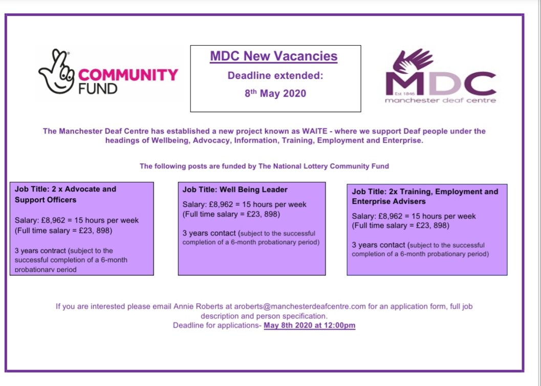 DeafCentre's tweet photo. #MDC#new#vacancies https://t.co/l2cihFwKAy