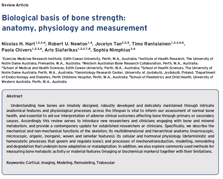 DrNicolasHart's tweet photo. In Press -> Our @WABRC review: "Biological Basis of Bone Strength" exploring anatomy, physiology and measurement - a companion to our 2017 Bone Mechanics review - published at @TheJMNI:  https://t.co/ExzJWtdVSZ, with @ProfRobNewton @DocSoph @DrChiversPaola @Jocelyn45116120 et al. https://t.co/pJUl7NHWwb
