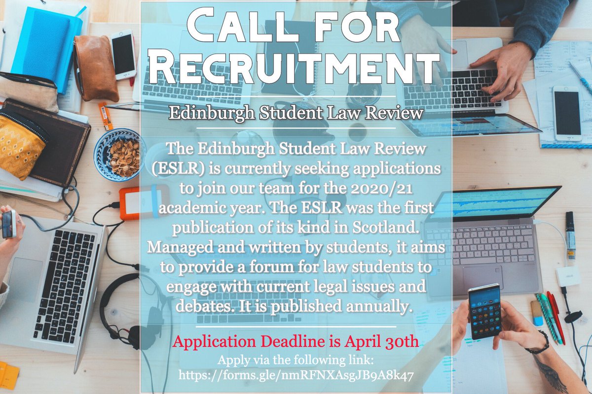 EdinSLR's tweet photo. Its that time again!
ESLR is recruiting new members to join our 2020/2021 team.
We’re looking for Digital Managers, Events and Finance Officers, Copy Editors and Blog Editors. Head over to our Instagram or Facebook for full role descriptions ☺️
#eslr #recruitment #applynow https://t.co/QiGzsRxhs1