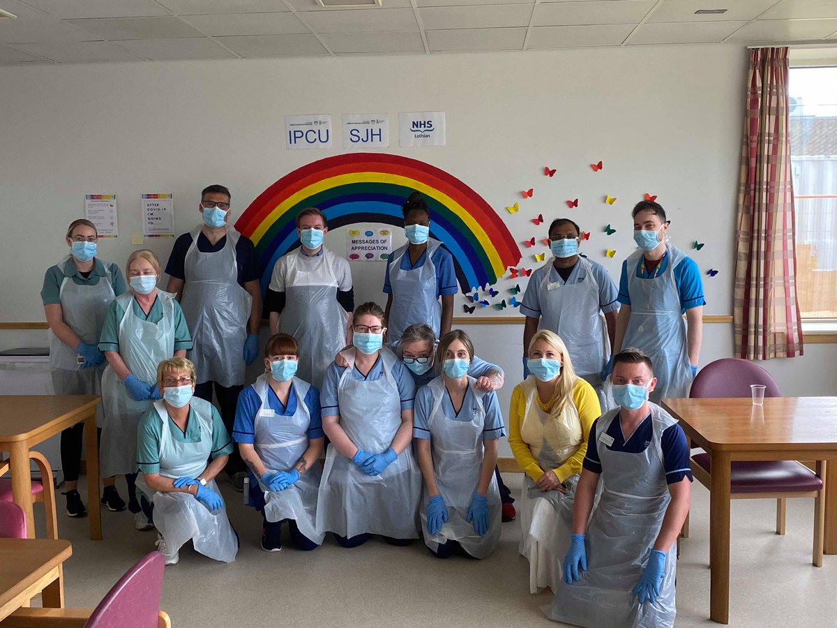 JamieM_L's tweet photo. IPCU team SJHโs appreciation rainbow! Keeping up the good spirits and supporting each other. #teamwork #teamIPCUSJH #IPCUSJH #COVID19 #nhslothian @mctavishaitken @WestLothianHSCP @profalexmcmahon #StrongerTogether https://t.co/Yy74yFuryS