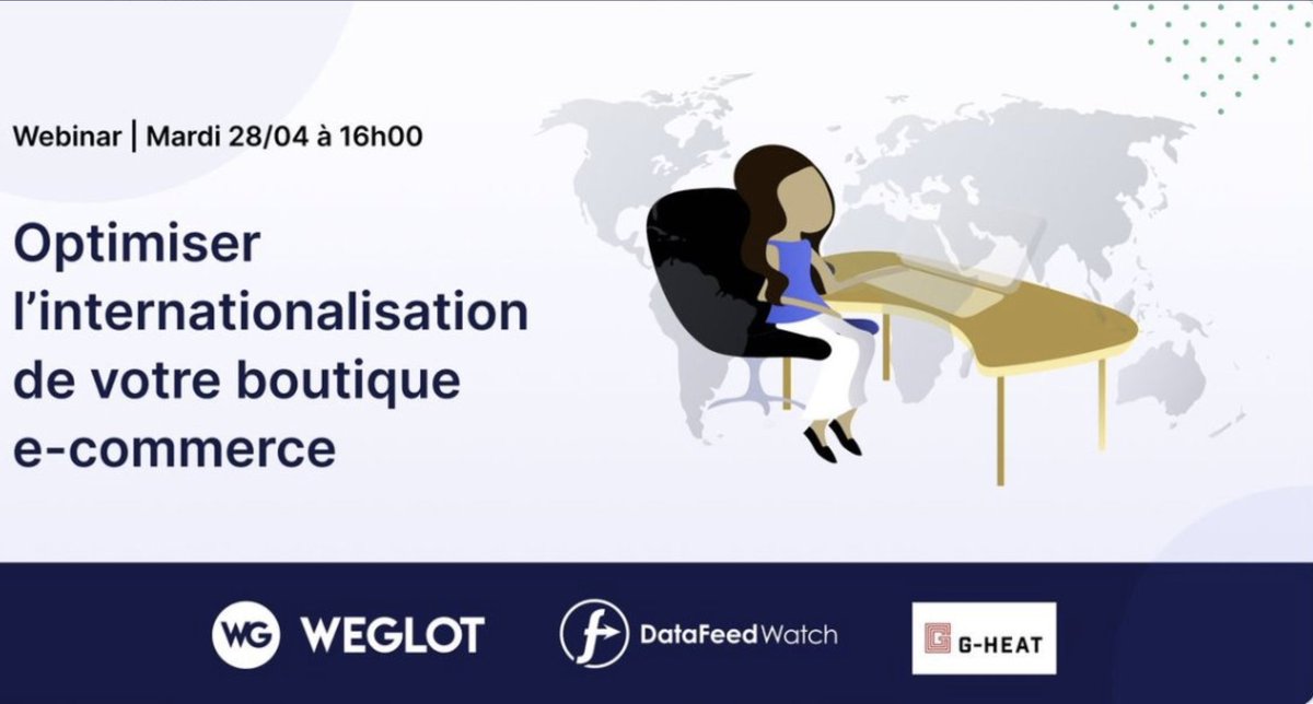 Rappel: RDV AUJOURD'HUI le Mardi 28 avril à 16h (CET) 📅, pour notre premier #webinar !

Apprenez comment développer votre boutique #ecommerce et vendre à l’international ! ✅

Avec <a href="/DataFeedWatch/">DataFeedWatch</a> et G-Heat🔥

Inscrivez-vous ici --> weglot.com/fr/webinar-e-c…