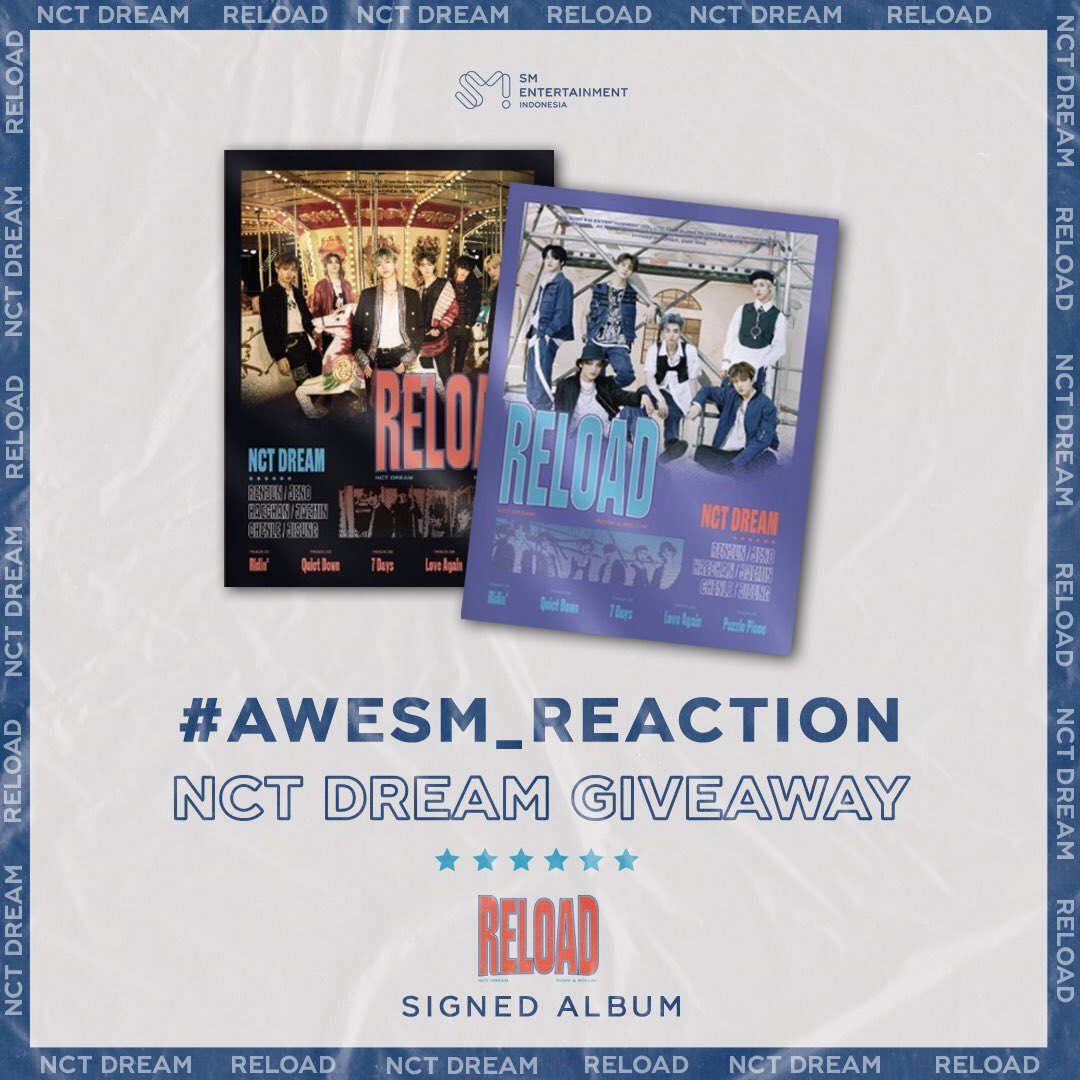 SMTOWN_Idn's tweet photo. NCTzen! Besok ‘Ridin’ MV rilis!
Siapa yang udah gak sabar? 
@smtown_idn akan adain NCT DREAM GIVEAWAY! 1 orang beruntung akan mendapatkan 1 Signed Album - 'Reload'! https://t.co/fxXmndprVd