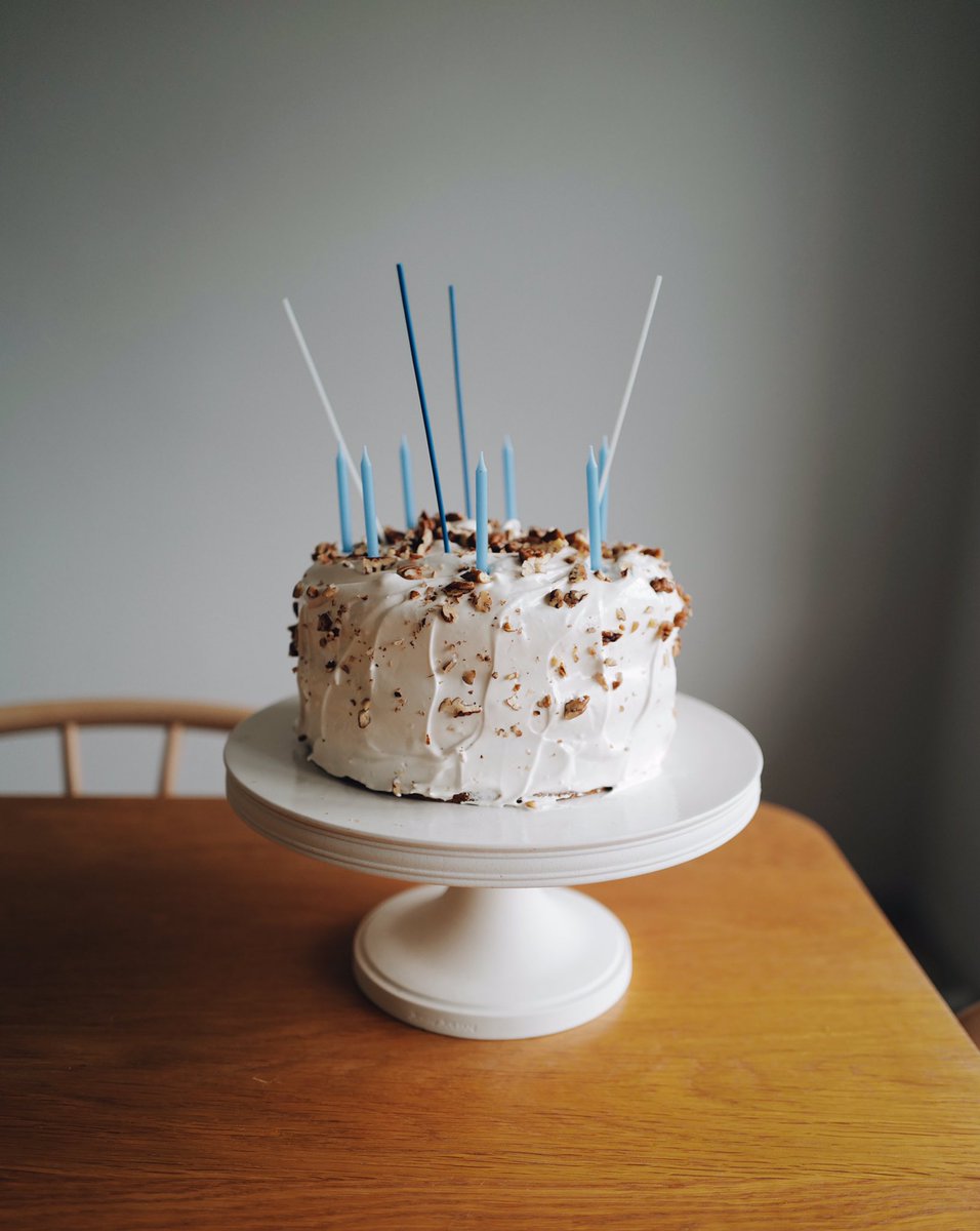 halellishaines's tweet photo. My mister @edmoustafa makes no bones about his fondness for @Nigella_Lawson and her recipes, so for his birthday today I whipped (and whipped and whipped) up a monster maple and pecan cake (not its name in the recipe book, funnily enough!) https://t.co/olHWCVbTW4