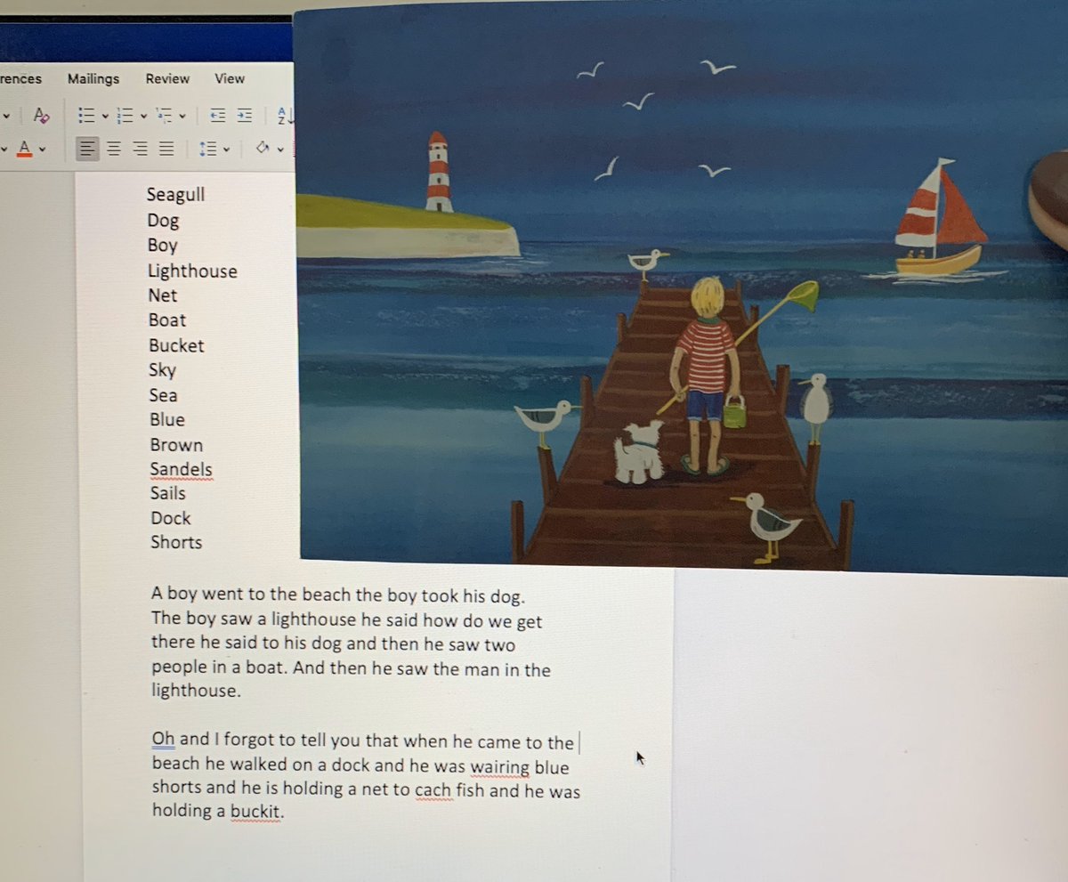 YappComms's tweet photo. @CetrangoloMiss Ruaridh wanted me to share his story. It’s inspired by this postcard from his Grandma 😊 He also wanted me to tell you he’s really missing you 😞 He also had to find words beginning with these letters and write them by hand first ✍️ https://t.co/nJE1TYrv5V