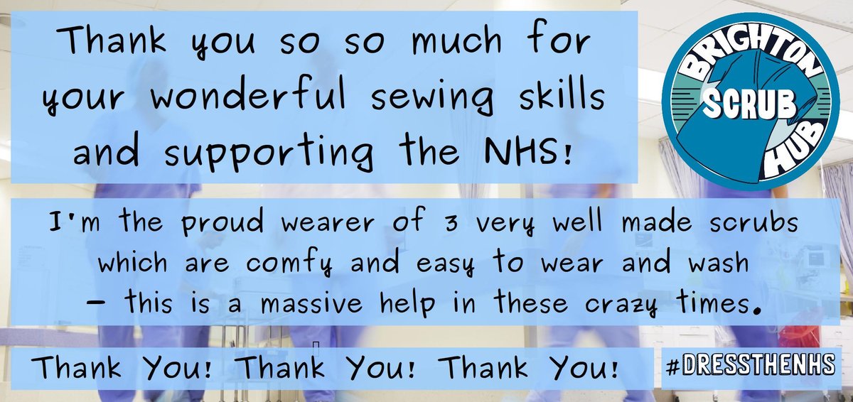BrightonScrubs's tweet photo. Another HAPPY #Brighton #ScrubHub customer! But when will the UK scrub-shortage end? 

Could you make 8-10 sets of scrubs a week? brightonscrubhub@gmail.com

Donate: https://t.co/JEMS1xfaCY

#DresstheNHS #ScrubHub #ToryShambles 🚑🚑🚑 https://t.co/4zHjKSd844