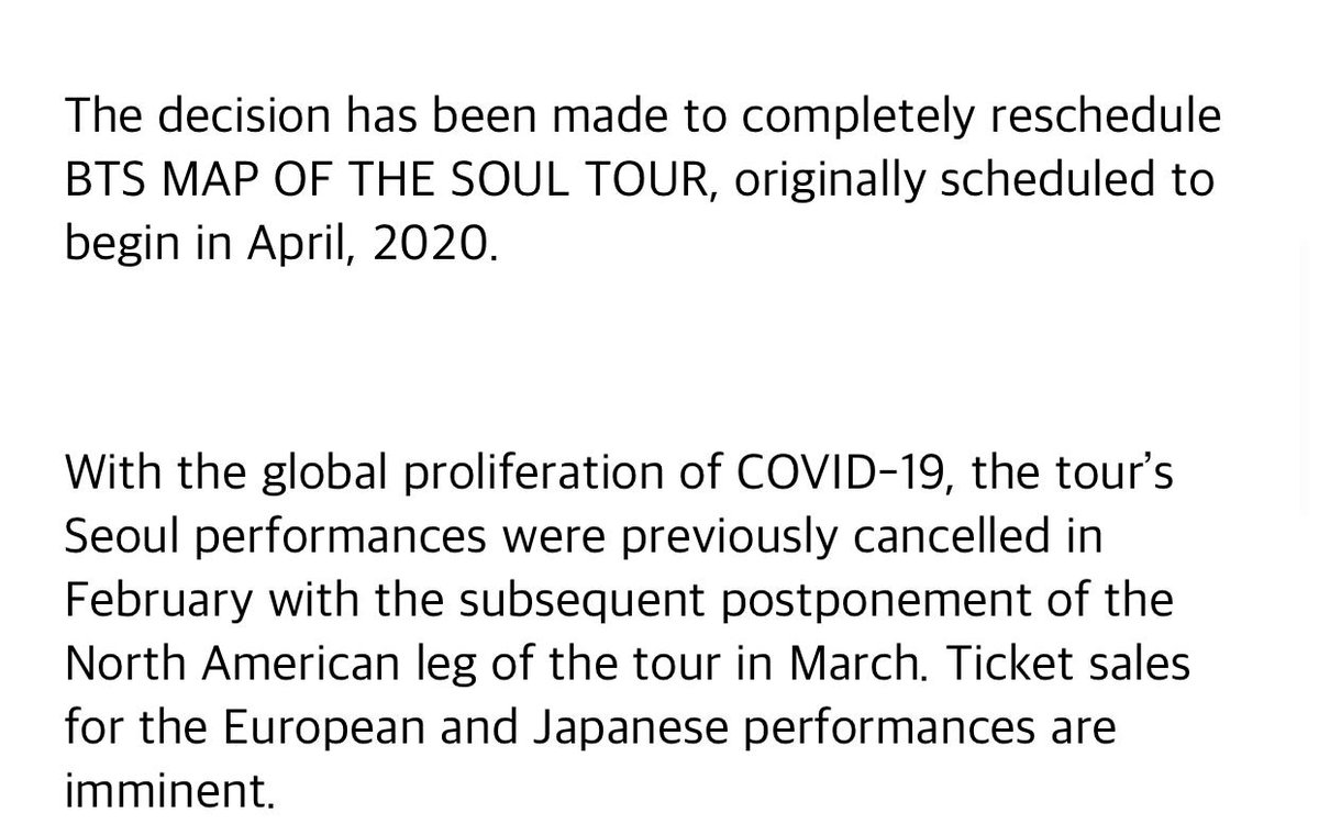 Can someone explain to me what's the thing with ticket sales? Are they still happening or what, I don't get it bc like sale is starting tomorrow 😅
#BTStour2020