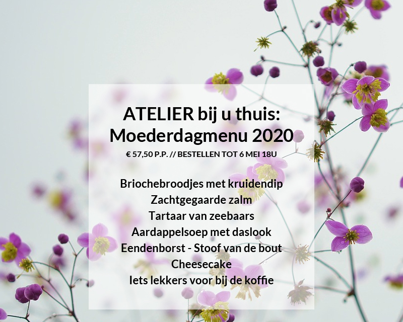 In navolging van ons zeer goed ontvangen Paasmenu-voor-thuis, zijn we wederom onze keuken ingedoken. Het resultaat is een feestelijk voorjaarsmenu, speciaal om met #Moederdag thuis te bereiden of cadeau te doen: restaurantatelier.nl/nl/specials/mo…