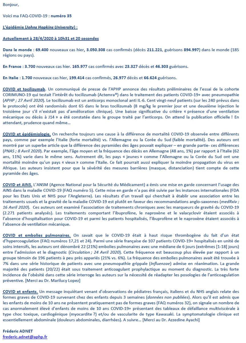 fredericadnet's tweet photo. FAQ COVID-19 numéro 35 du mardi 28 Avril 2020 https://t.co/oDOP9cf4Xw