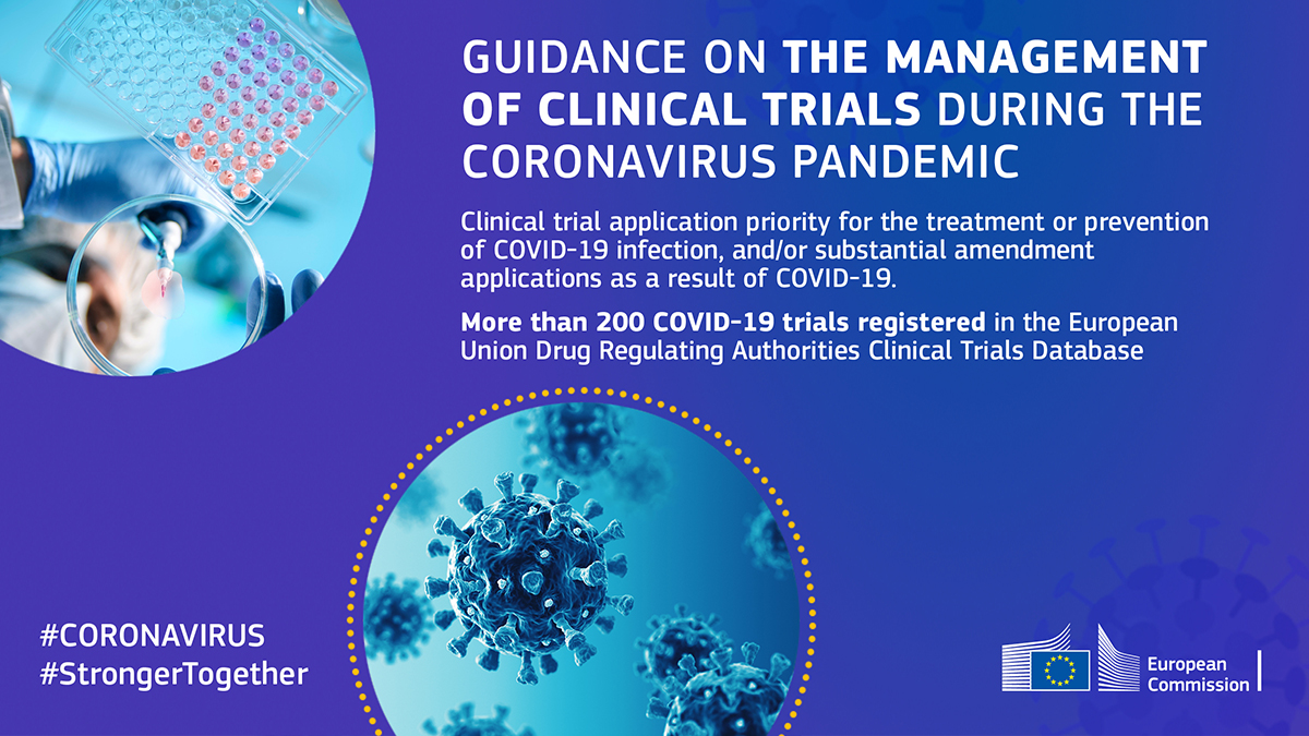 EU One Health (@eu_health) on Twitter photo Guidance on clinical trials during the #COVID19 pandemic, including key changes to:
➡️Distribution of the investigational medicinal products
➡️Monitoring
➡️Remote source data verification (SDV)
➡️Communication with authorities
Read more: europa.eu/!yb74ut
#StrongerTogether Guidance on clinical trials during the #COVID19 pandemic, including key changes to:
➡️Distribution of the investigational medicinal products
➡️Monitoring
➡️Remote source data verification (SDV)
➡️Communication with authorities
Read more: europa.eu/!yb74ut
#StrongerTogether