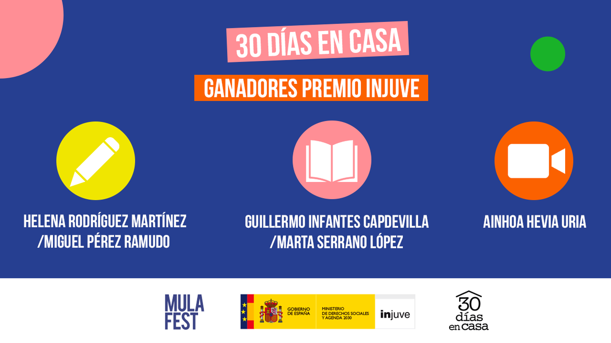 InjuveSpain's tweet photo. ‼️ Ya conocemos los vídeos, ilustraciones y microrrelatos premiados en el concurso #30díasencasa
FELICIDADES a los ganadores de los abonos y entradas dobles para el próximo #MULAFEST y GRACIAS a todos por participar.
En este HILO👇 podéis ver todas las creaciones seleccionadas https://t.co/nQx0bcNRXx