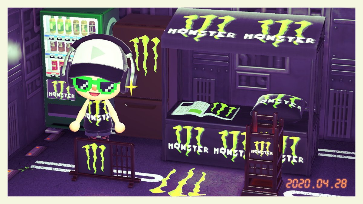 19時のニュース ほとんど飲んだことないけどモンエナのロゴを作ったよ 用途に合わせて使える親切設計だよ どうぶつの森 あつ森 マイデザイン モンスターエナジー