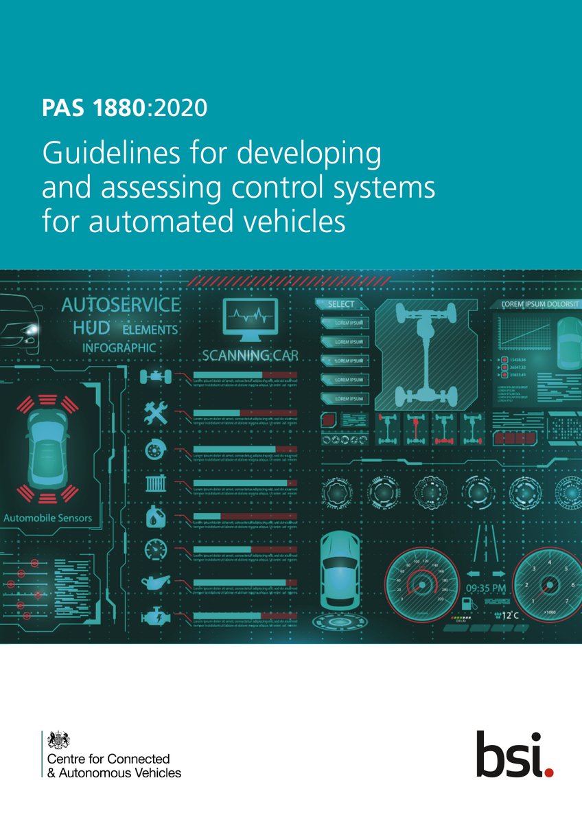 In collaboration with the UK’s CAV industry and government, BSI has launched PAS 1880:2020 - Guidelines for developing and assessing control systems for automated vehicles. Download your free copy: bit.ly/3eWy0sM #CAVStandards #CAVSafety <a href="/InnovateUK/">Innovate UK</a> <a href="/ccavgovuk/">CCAV</a> @ZenzicUK