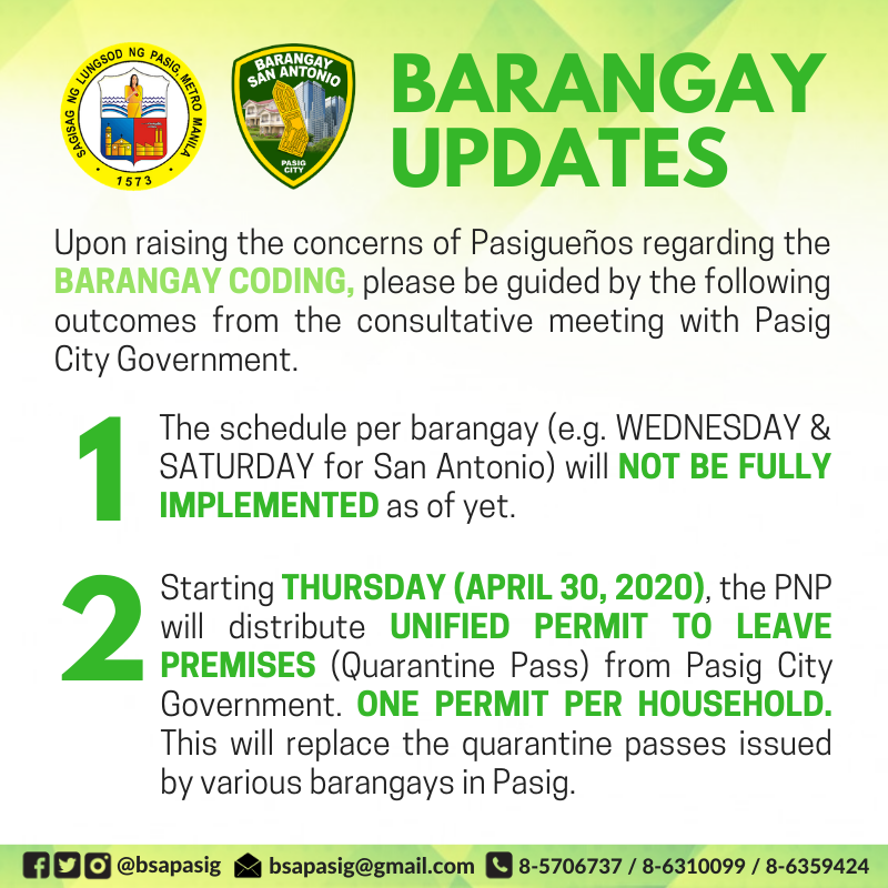 bsapasig's tweet photo. #beinformedBSA: We are sharing with residents of @bsapasig the outcomes from the consultative meeting with Pasig City Government on the #BarangayCoding. ✅ PLEASE READ the summary and share the news, mga ka-barangay! 👍
#BeatCOVID19 #KeepSafeBSA #TuloyAngSerbisyoBSA https://t.co/sgF94cJI2d