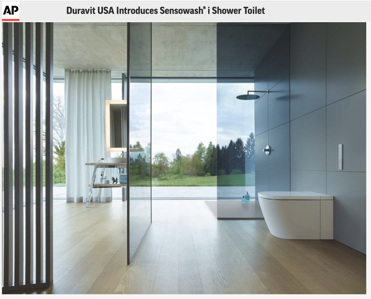Duravit's tweet photo. Over the last few weeks, #showertoilets have been captivating #headlines. Here's a roundup of some #SensoWash features! https://t.co/NvFmxW4y5F #Duravit #hygiene #wellness @ruemagazine @apstylebook @realtordotcom https://t.co/8I7Kio6RKk
