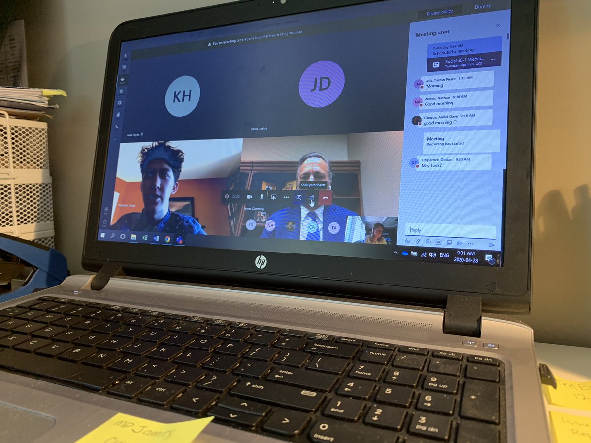SousaSays's tweet photo. Today in Remote Learning: Social 30-1 Teams Meeting with special guest Conservative MP @jameskcumming #ecsdfaithinspires #ablearnathome https://t.co/DeaQtE6KbY