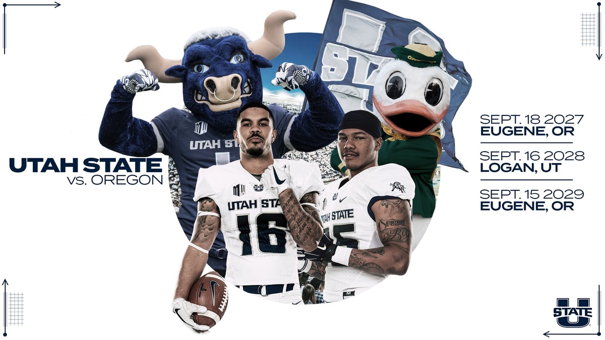 USUFootball's tweet image. 🚨 SERIES ANNOUNCEMENT 🚨

Utah State announces a 3-game series with Oregon starting in 2027!

➡️ bit.ly/3bNZ8bt

#AggiesAllTheWay