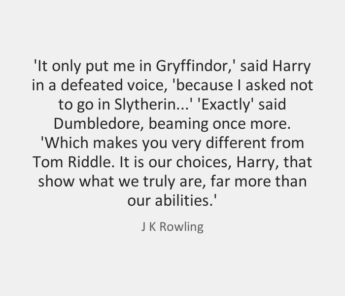 PotterWorldUK's tweet photo. "It is our choices, Harry, that show what we truly are, far more than our abilities." https://t.co/wUJ41DZqBV