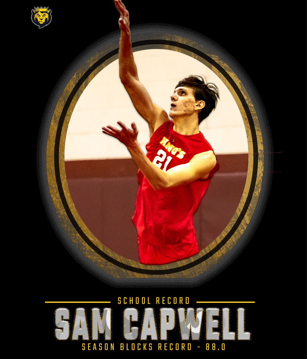 KingsMonarchs's tweet photo. RECORD WEEK | Next up on #RecordWeek we bring focus to the big man up front for #KCMVB with sophomore Sam Capwell who set the single season record with 88 total blocks! #MonarchNation #EarnTheCrown https://t.co/d3LRYYfUCU