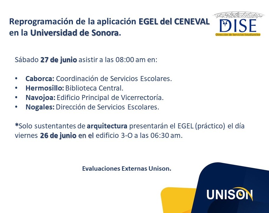 CenevalUnison's tweet photo. Reprogramación del EGEL con fecha en el Pase de Ingreso: sábado 28 de marzo de 2020 en @SoyUnison https://t.co/gUrsm5qG5N