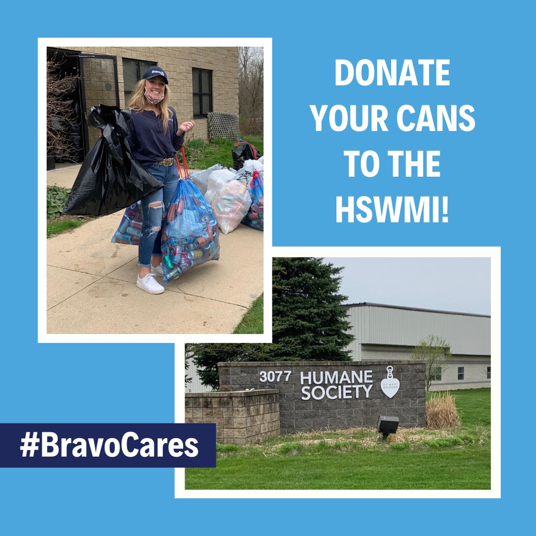 bravo_lt's tweet photo. Drop off your growing pile of cans and bottles at the Humane Society of West Michigan until Friday, May 1st! Details for donating can be found on their Facebook page. 🐶🐱 https://t.co/4e7ZVUYhb9