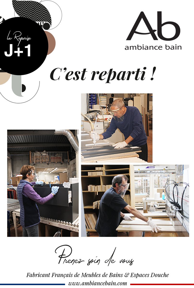 Chez Ambiance Bain, l'indépendance industrielle française n'est pas une nouveauté. Nous maîtrisons l'ensemble de notre production, nous pouvons donc redémarrer l’activité avec plus de souplesse et ainsi mieux satisfaire nos clients.