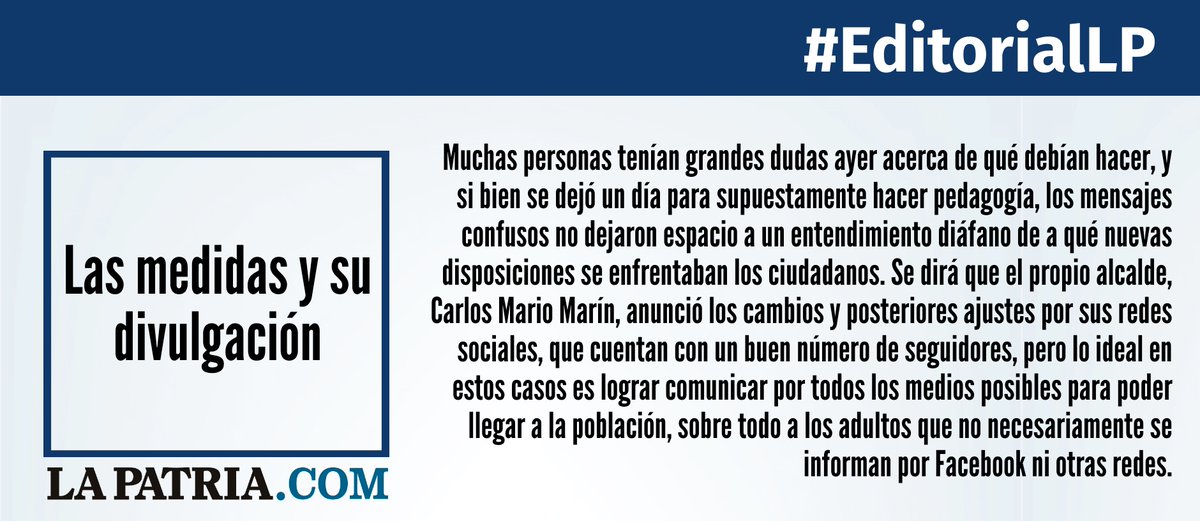 lapatriacom's tweet photo. #EditoriaLP Las medidas y su divulgación https://t.co/AdI3y8WnJY vía @lapatriacom https://t.co/gb0p3VrBHo