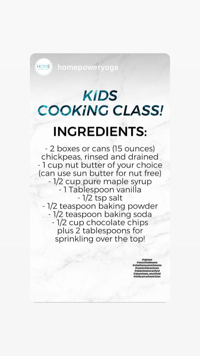 Join Home Power Yoga for the Friday bake with your kids. Here are the ingredients!