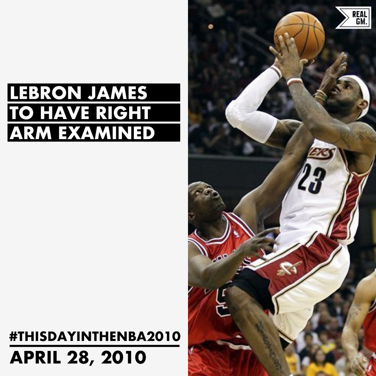  #ThisDayInTheNBA2010April 28, 2010LeBron James To Have Right Arm Examined https://basketball.realgm.com/wiretap/203555/LeBron-James-To-Have-Right-Arm-Examined