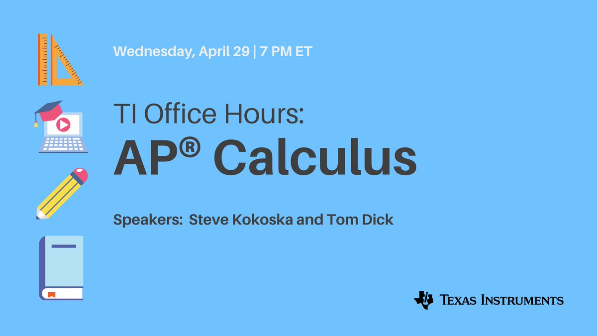 TICalculators's tweet image. AP Calculus questions on your mind?🤔 Join us tomorrow at 7pm ET for our #APCalculus office hours, where we’ll be providing all the answers: youtu.be/ykLs3pBM3g8