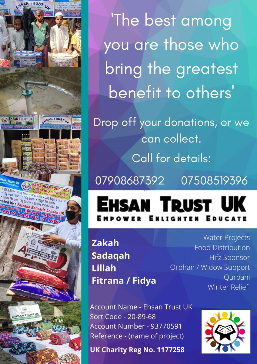 ehsantrustuk's tweet photo. 💻 📲Online/Mobile Banking
Those who prefer bank transfers can transfer to the account details shown below.

May Allah accept your donations and grant barakah and make it a means of alleviating the current crisis. Ameen.

#charitytuesday #Ramadan #Zakah #Sadaqah #Lillah https://t.co/i53UehCASw