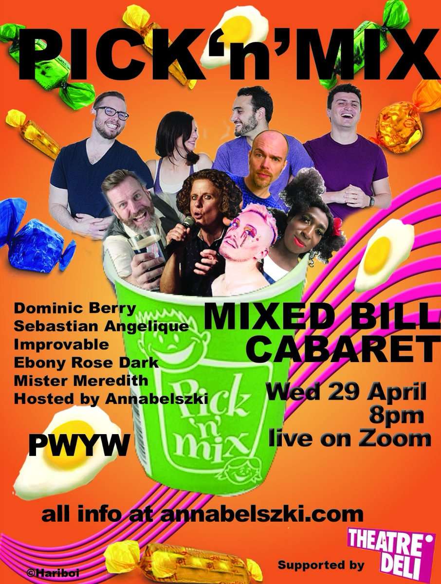 Spoken word, boylesque, improv, cabaret, music! Wed 29 April 8pm zoom code from annabelszki.com <a href="/mister_meredith/">Mister Meredith</a> @seb_angelique <a href="/ebonyrosedark/">Ebony Rose Dark</a> @yesandstephen @thepoetdominic #cabaret #zoomclasscode #Queerantine