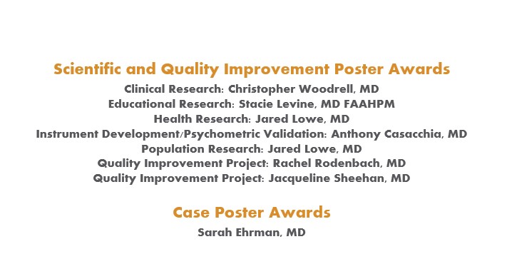 AAHPM's tweet photo. Congratulations to the following poster award winners from #hapc20. These awards recognize the best poster in each research topic category, best quality improvement project poster, and best poster by a professional and professional in training. Congrats to all! #hapc https://t.co/Tu3C3Bk78a